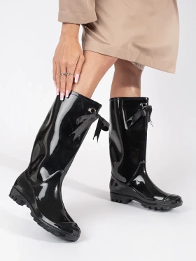 Glossy Black High Rain Boots