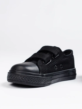 Black Kids' Sneakers with Velcro Strap