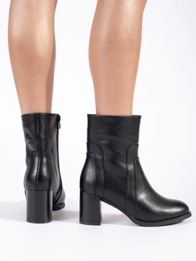 Sergio Leone Black Leather Ankle Boots with Block Heel