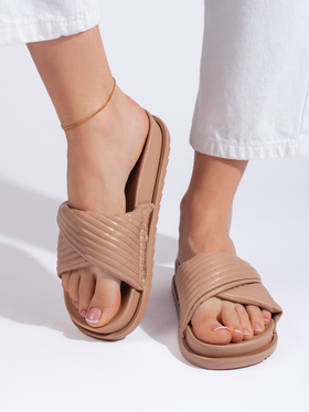 Brown Flat Slide Sandals