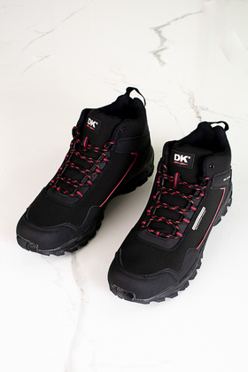 Wysokie buty trekkingowe męskie DK czarno czerwone Softshell