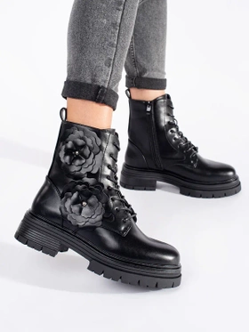 Cozy Black Floral Boots