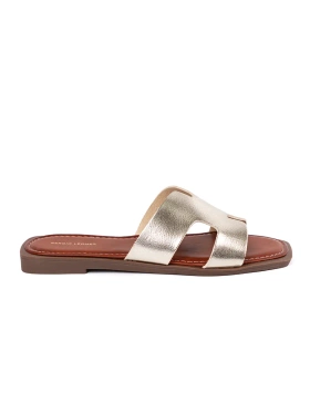 Light gold square-toe sandals