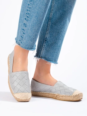 Pikowane espadryle damskie  szare