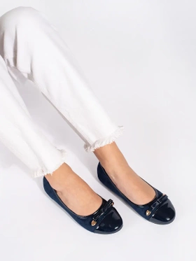 Navy Blue Patent Toe Ballet Flats