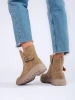 Beige ankle boots made from eco-friendly suede