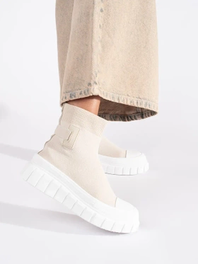 Light Beige High Platform Sneakers