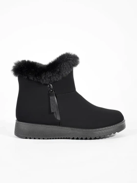 Cozy Black Fur-Lined Ankle Boots