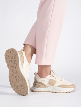 Beige and White Sporty Sneakers