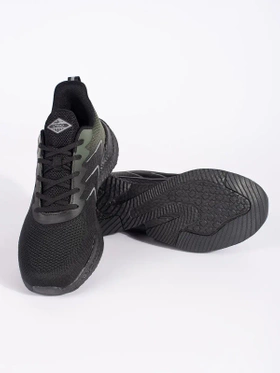 Black and Green Lightweight Lace-Up Sneakers