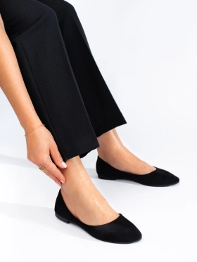 Comfortable black suede ballet flats