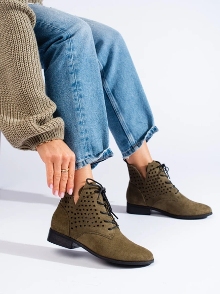 Potocki Lace-Up Ankle Boots in Green