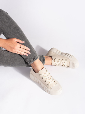 Beige Leather Sneakers