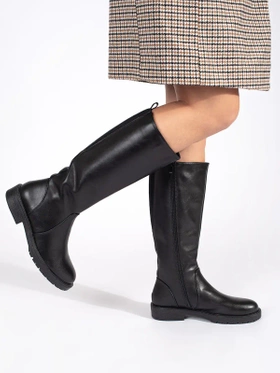 Classic Black Leather Riding Boots by Sergio Leone