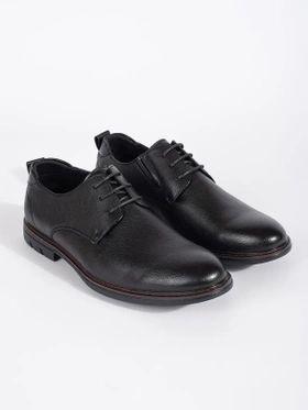 Black Tie-Up Leather Shoes