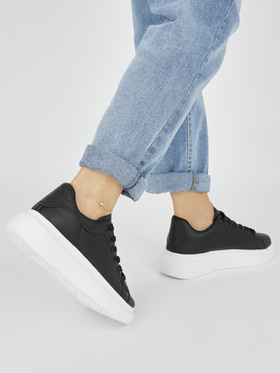 Trendy Black Platform Sneakers