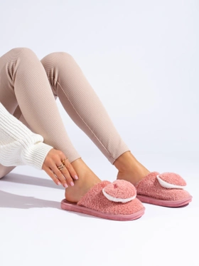 Pink Slippers with a Heart Design