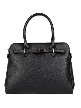 Classic Black Handbag with Three Compartments