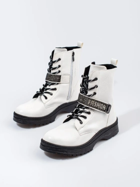 Potocki White Ankle Boots with Crystals