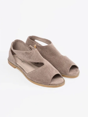 Dark beige flat perforated sandals