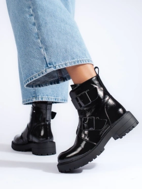 Black Buckled Ankle Boots