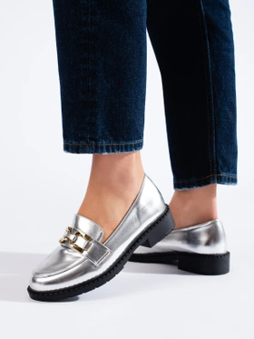 Friendly Silver Lace-Up Shoes