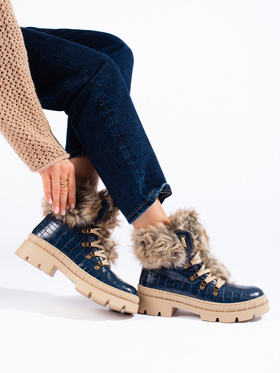 Blue Cozy Fur-Lined Boots