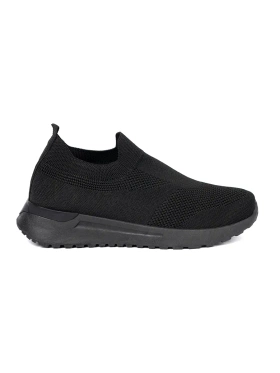 Black slip-on sports shoes