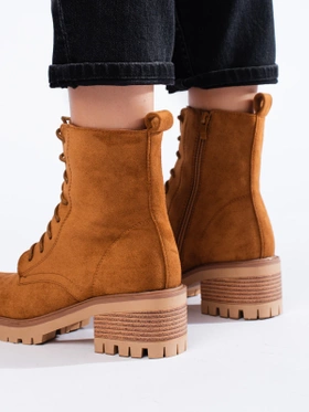 Warm Brown Lace-Up Ankle Boots