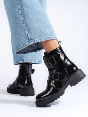 Black Buckled Ankle Boots