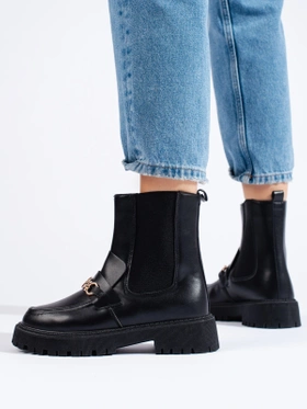 Slip-On Platform Ankle Boots in Black