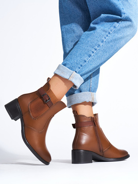 Chocolate Brown Ankle Boots with Low Block Heel