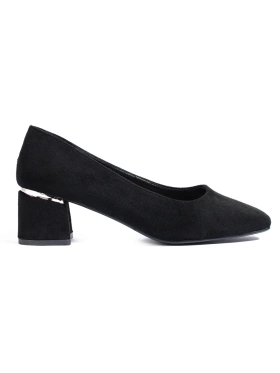 Vinceza Black Low Block Heel Shoes