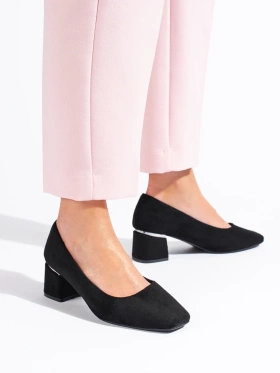 Vinceza Black Low Block Heel Shoes