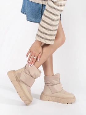 Warm Beige Snow Boots with Thick Soles