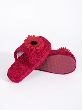 Charming Red Slippers with Floral Accent for Kids