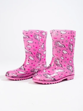 High Pink Patterned Rain Boots