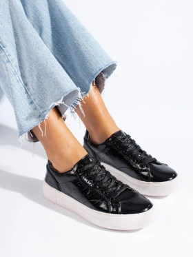 Black Leather Sneakers by Vinceza