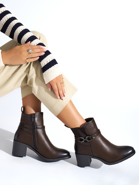 Brown Chunky Heel Ankle Boots