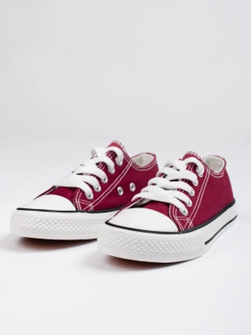 Burgundy Youth Lace-Up Sneakers