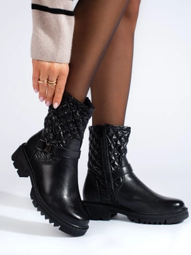 Quilted Black Ankle Boots