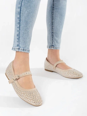 Chic Beige Studded Flats