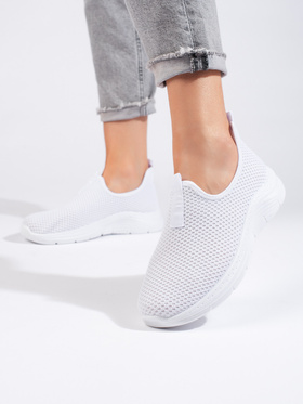 White Fabric Sneakers