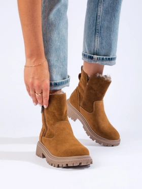 Warm Brown Suede Ankle Boots