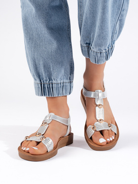 Silver Sandals with Embellishments