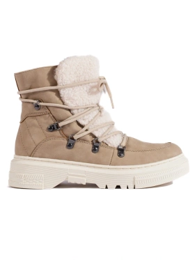 Cozy Beige Snow Boots with Faux Fur Trim