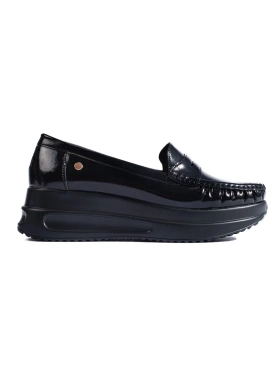 Glossy Black Loafers with Chunky Platform