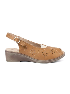 Caramel Openwork Wedge Sandals