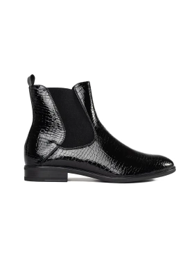 Sergio Leone Black Patent Chelsea Boots