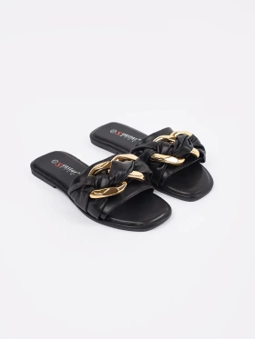 Women's flat flip-flops black